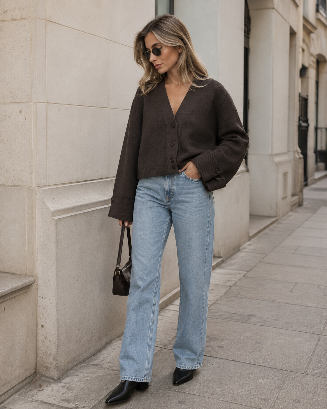 Verity – Casual V-Neck Button Cardigan for Everyday Wear