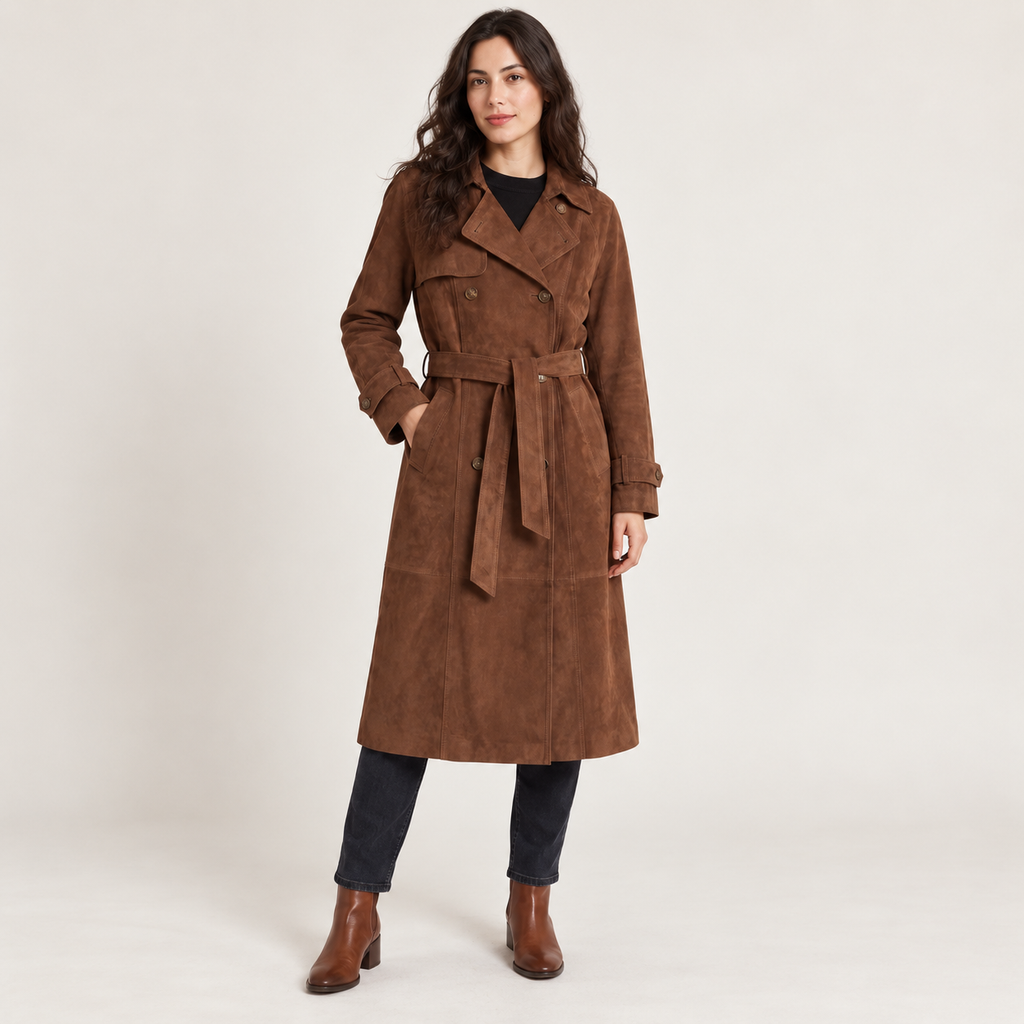 Sarah | Elegant Women’s Suede Trench Coat