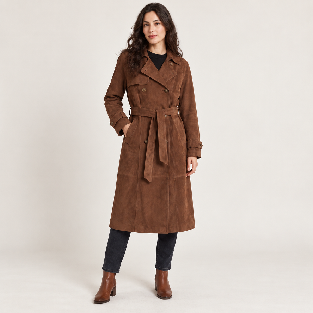 Sarah | Elegant Women’s Suede Trench Coat