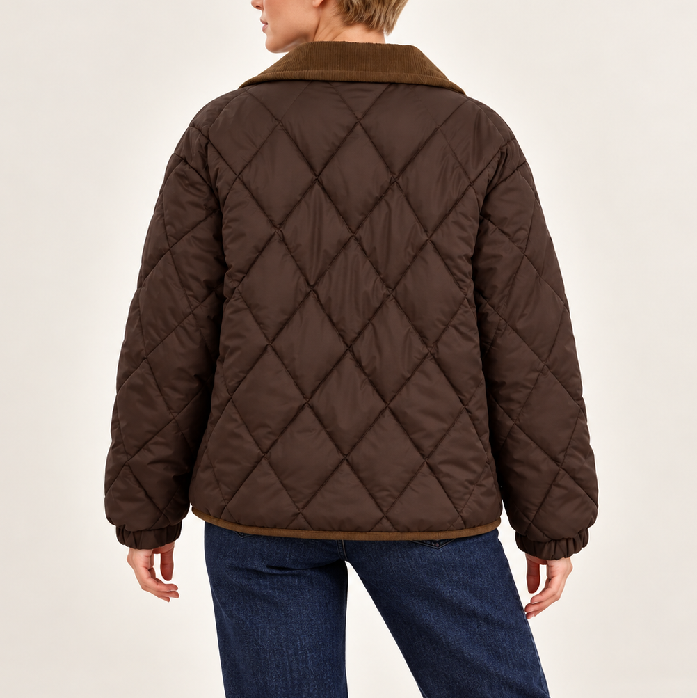 Leontine | Timeless Quilted Jacket for Women with Contrast Corduroy Collar