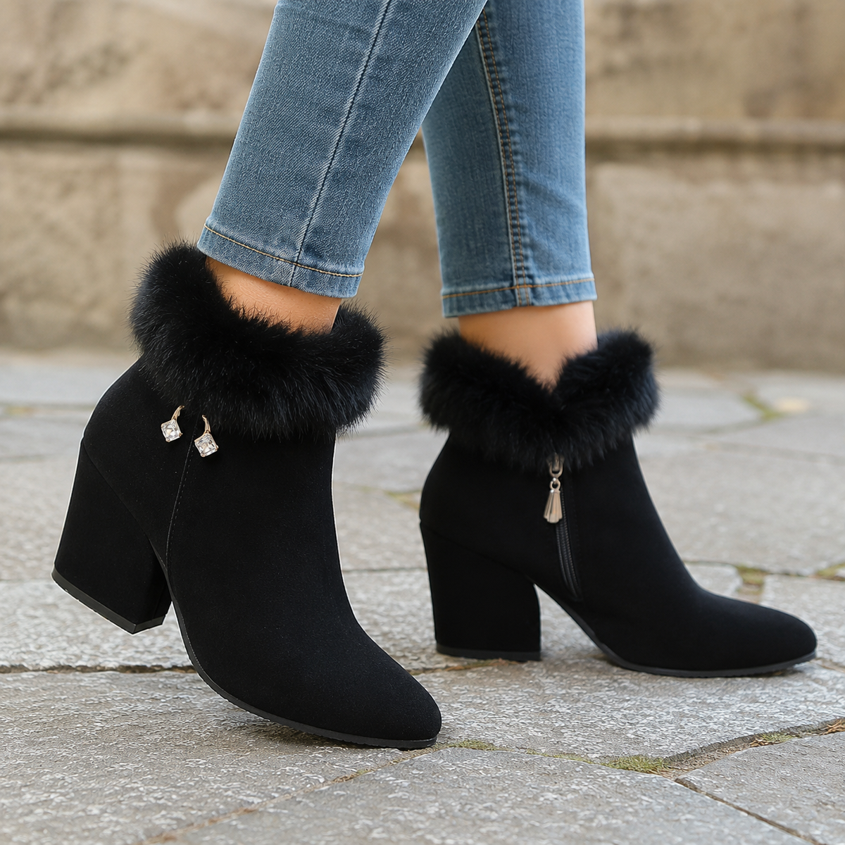 Marisol | Leopard Print Block-Heel Ankle Boots for Women