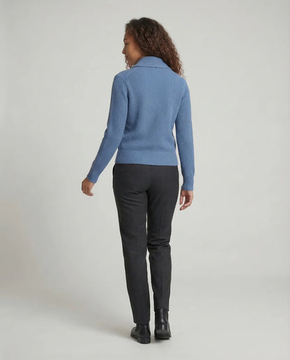 Rowan – Women's Light Blue Lapel Collar Knit Cardigan