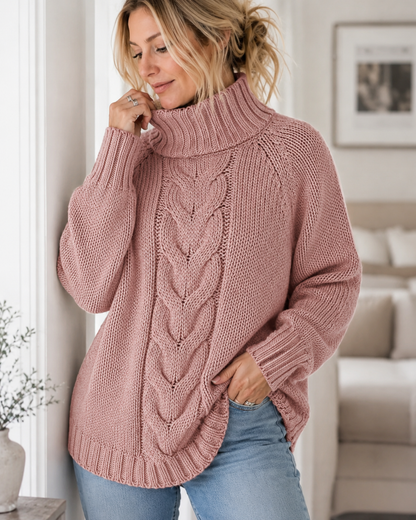 Marguerite | Cable-Knit High-Neck Sweater for Women