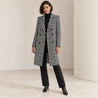 Cressida | Timeless Houndstooth Coat for Women with Double-Breasted Front