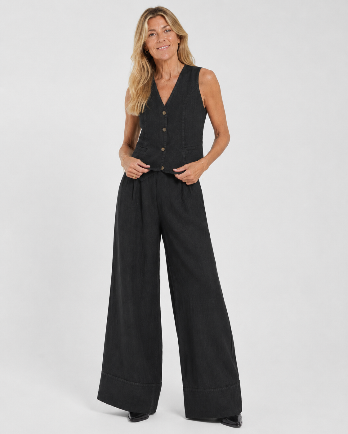 Rosalind | Tailored Sleeveless Vest & Wide-Leg Trouser Set