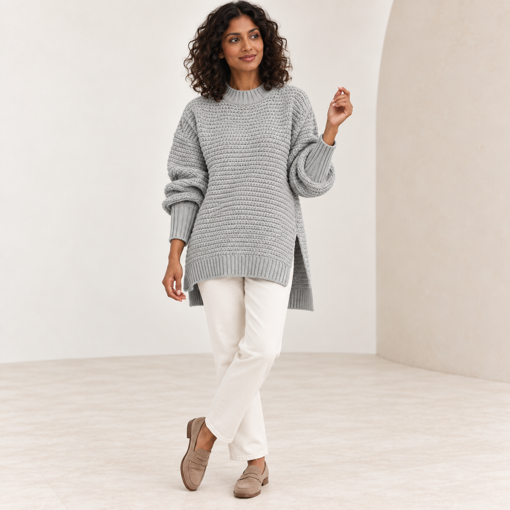 Liliane | Effortless Oversized Jumper for Women with Minimal High-Neck Silhouette