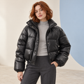 Odile | Cropped Vegan Leather Puffer Jacket
