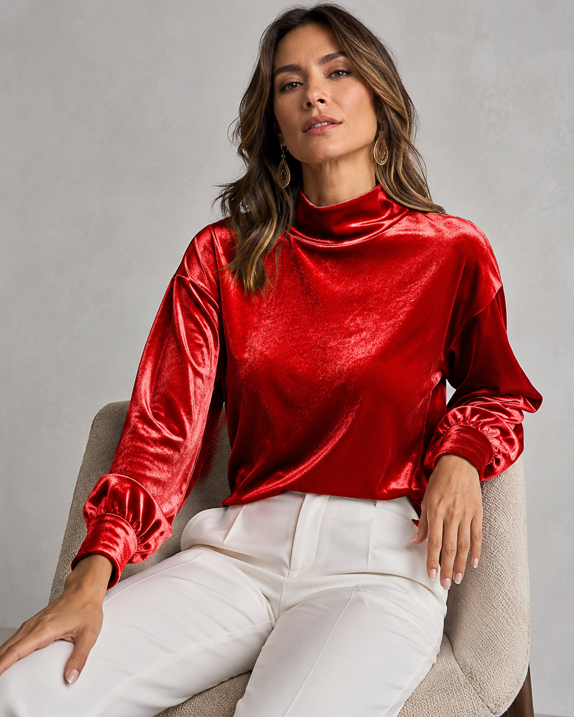 Rosamund | Elegant Mock Neck Blouse for Women