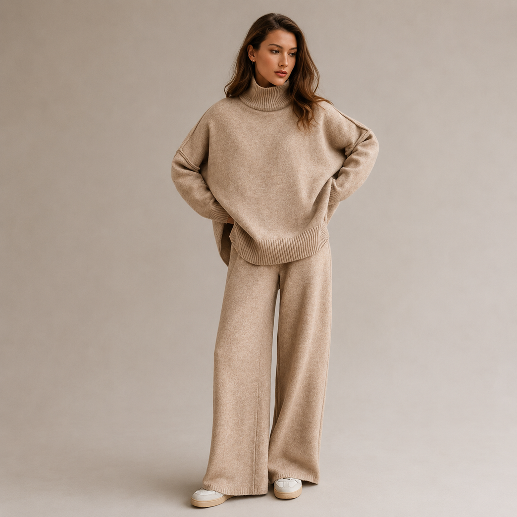 Frida | Cozy Knit Set with High Collar & Relaxed Fit
