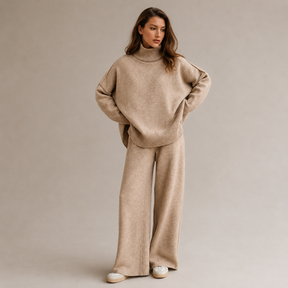 Frida | Cozy Knit Set with High Collar & Relaxed Fit