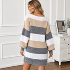 Valentine | Chic Oversized Jumper Dress for Women with Statement Colour-Block Knit