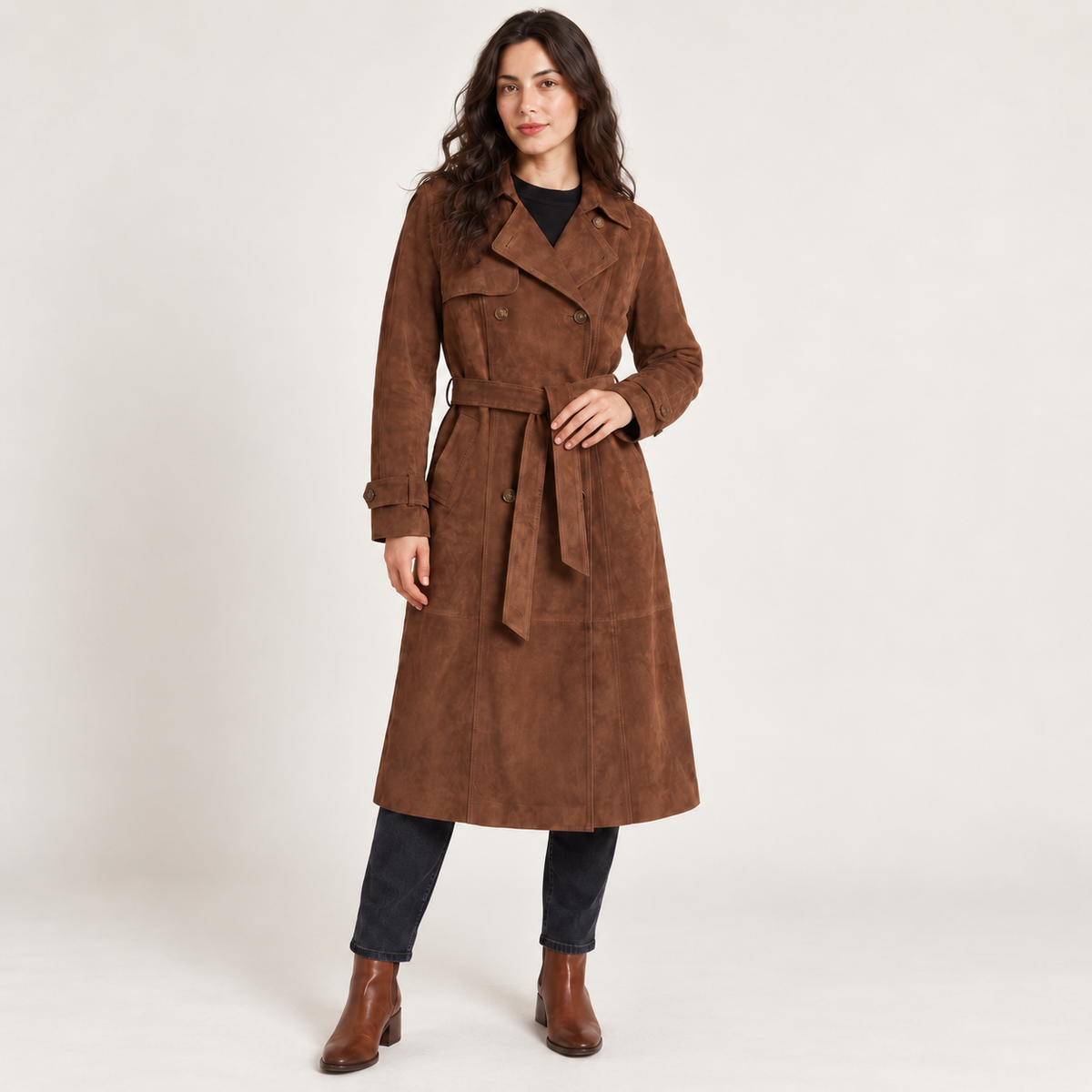 Sarah | Elegant Women’s Suede Trench Coat