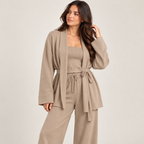 Maelle | Elegant Knitted Co-Ord Sets for Women with Belted Cardigan & Wide-Leg Trousers