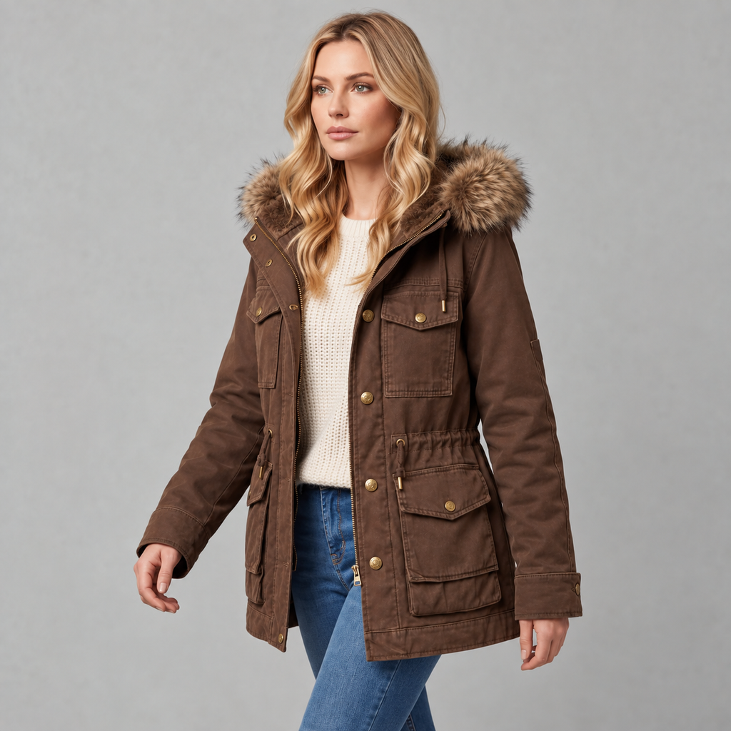 Elodie | Women's Hooded Parka, Fur Trim Coat