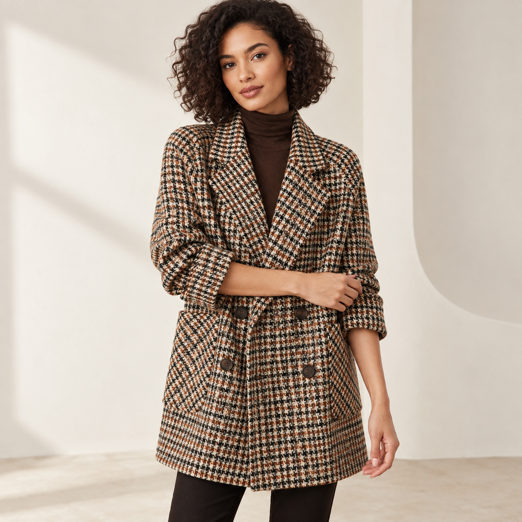 Clarimond | Chic Houndstooth Coat for Women with Relaxed Tailored Silhouette