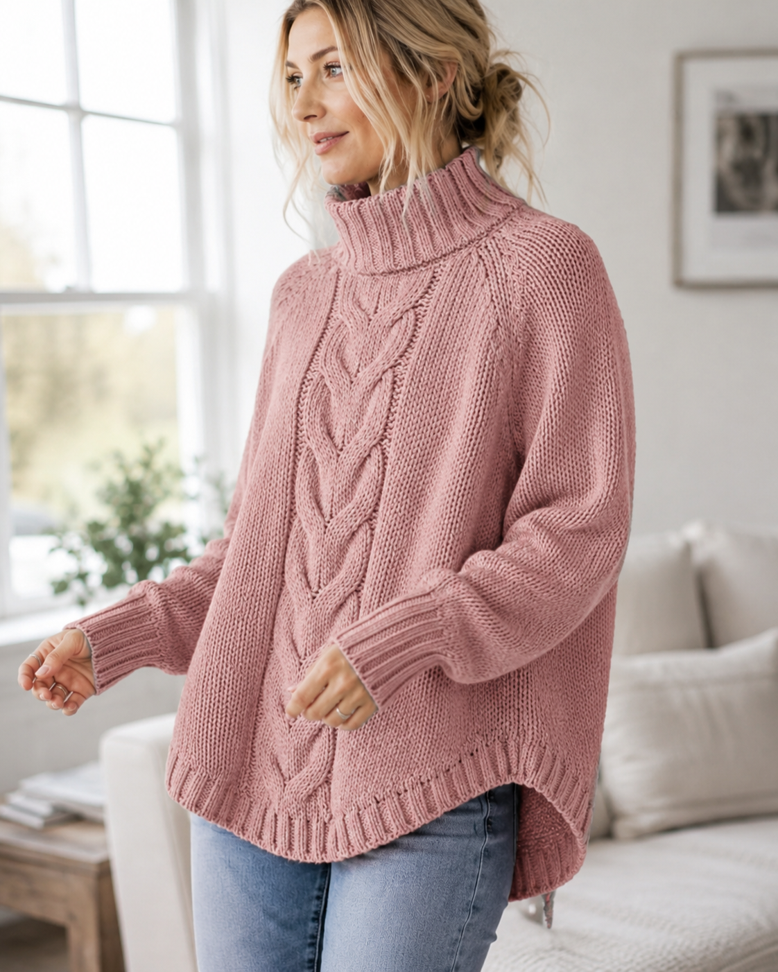 Marguerite | Cable-Knit High-Neck Sweater for Women