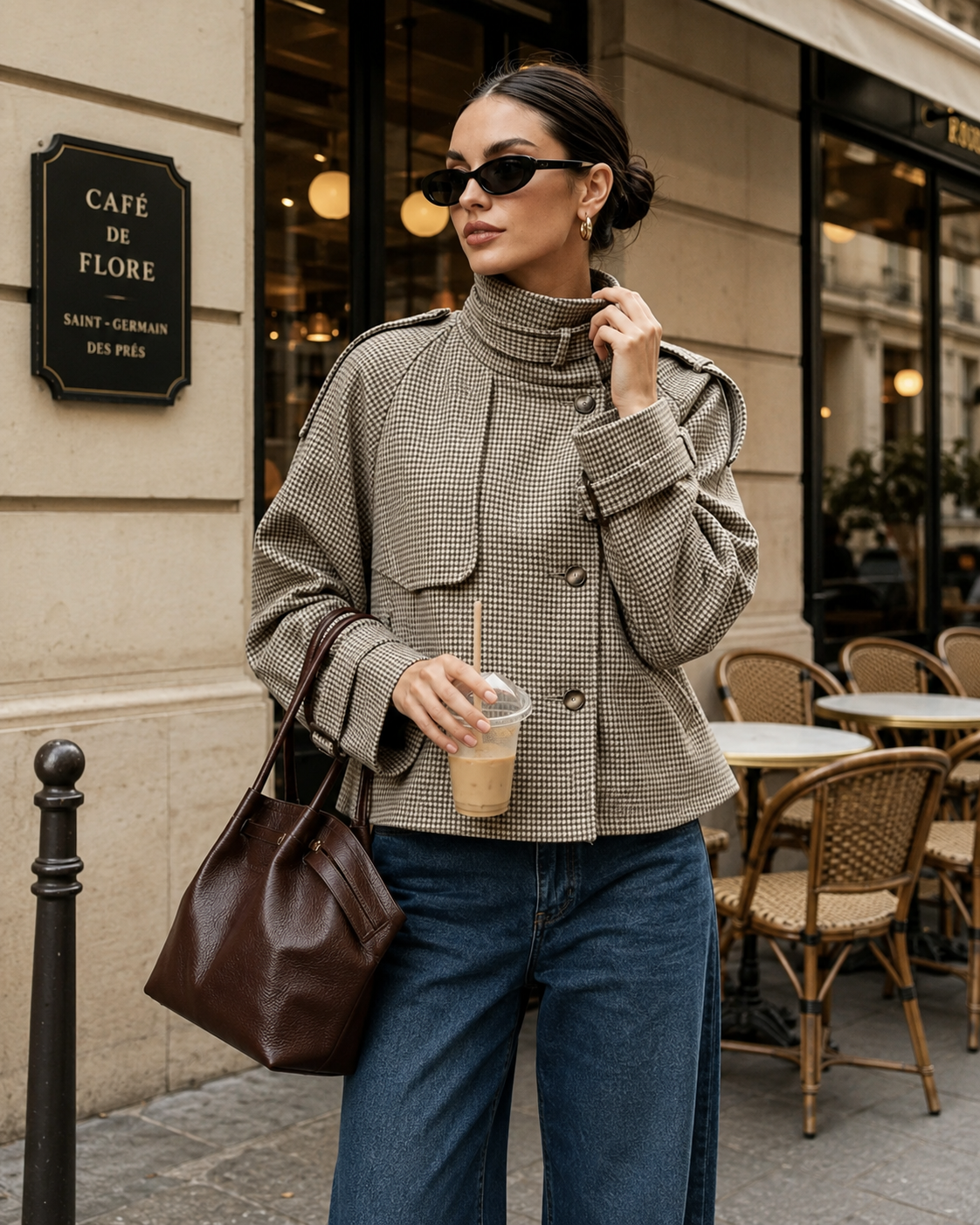Genevieve | Cropped Houndstooth Jacket for Women
