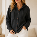Hazel | Hooded Button-Front Cardigan with Drawstring