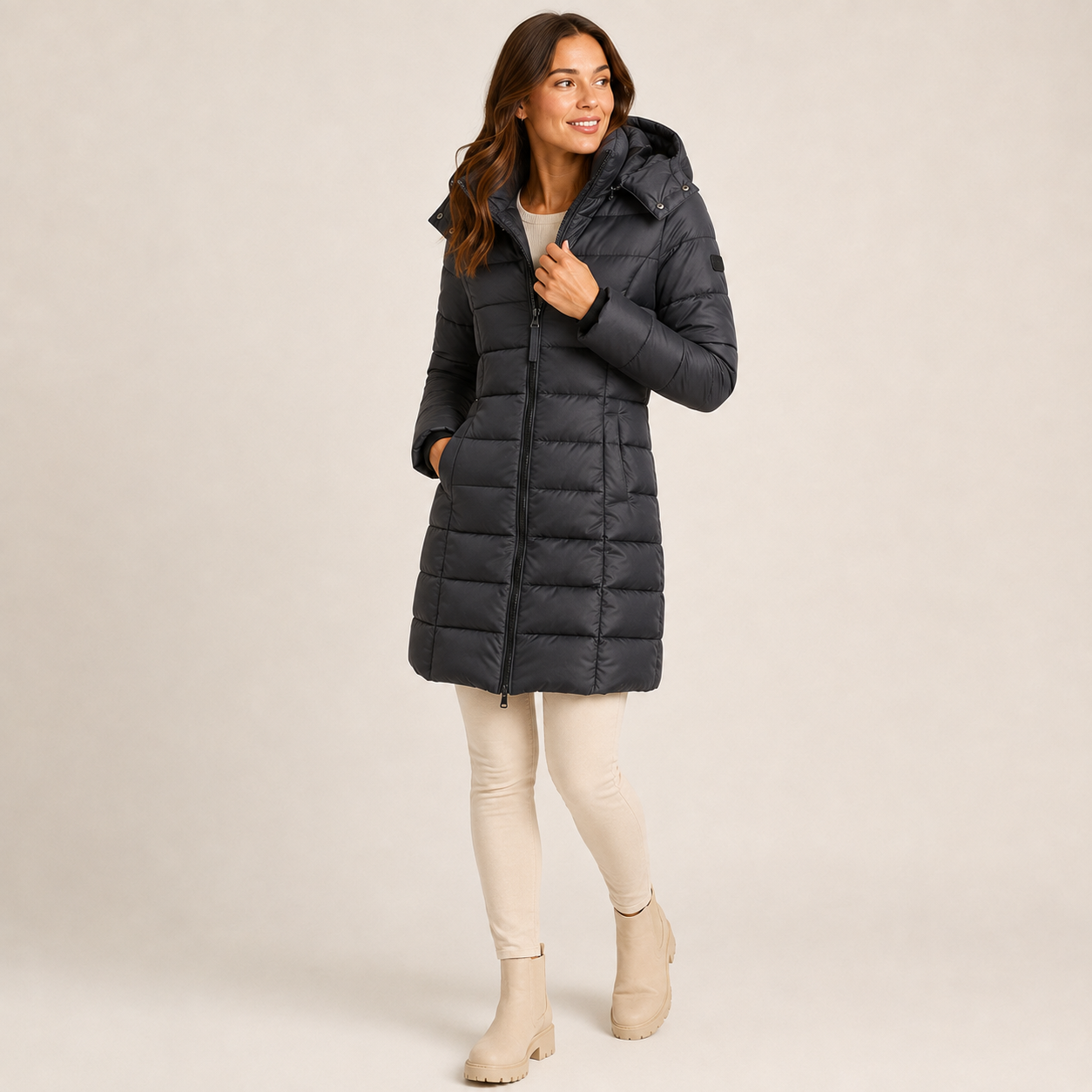 Julietta | Cosy Padded Jacket Women with Long Hooded Quilted Design