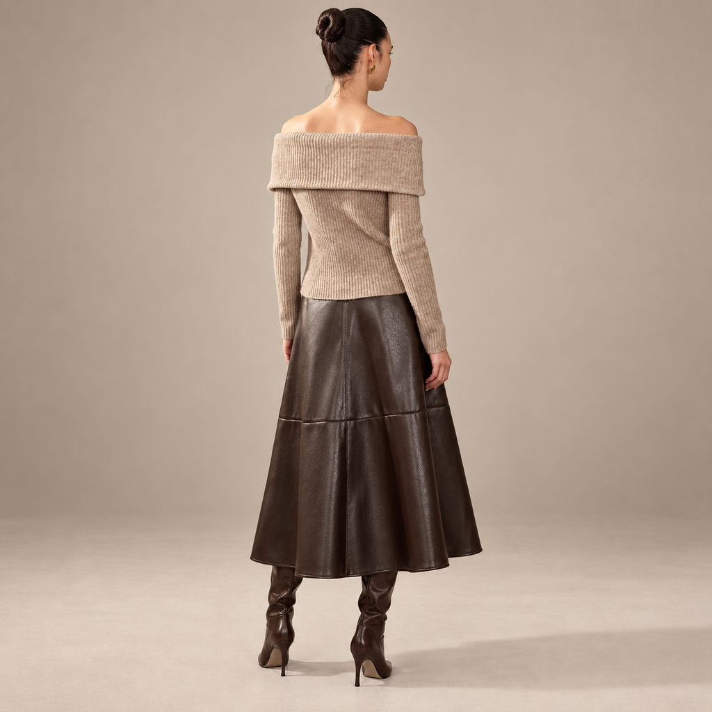 Marielle | Elegant Women’s Bardot Neck Knit Jumper