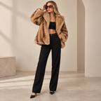 Rona | Elegant Women’s Faux Fur Coat with Wide Lapel Collar