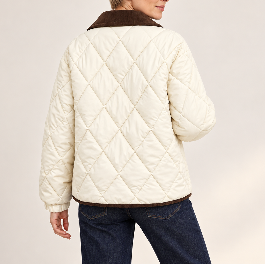 Leontine | Timeless Quilted Jacket for Women with Contrast Corduroy Collar