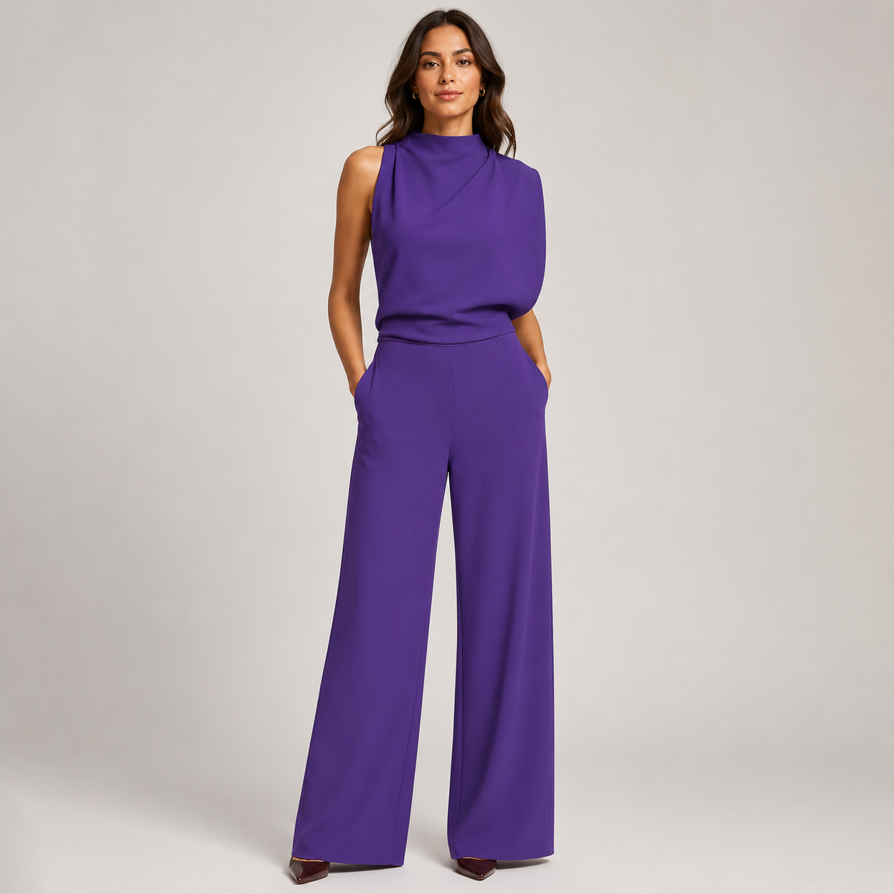 Odalys – Sleeveless High Neck Jumpsuit with Wide Legs