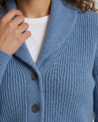 Rowan – Women's Light Blue Lapel Collar Knit Cardigan