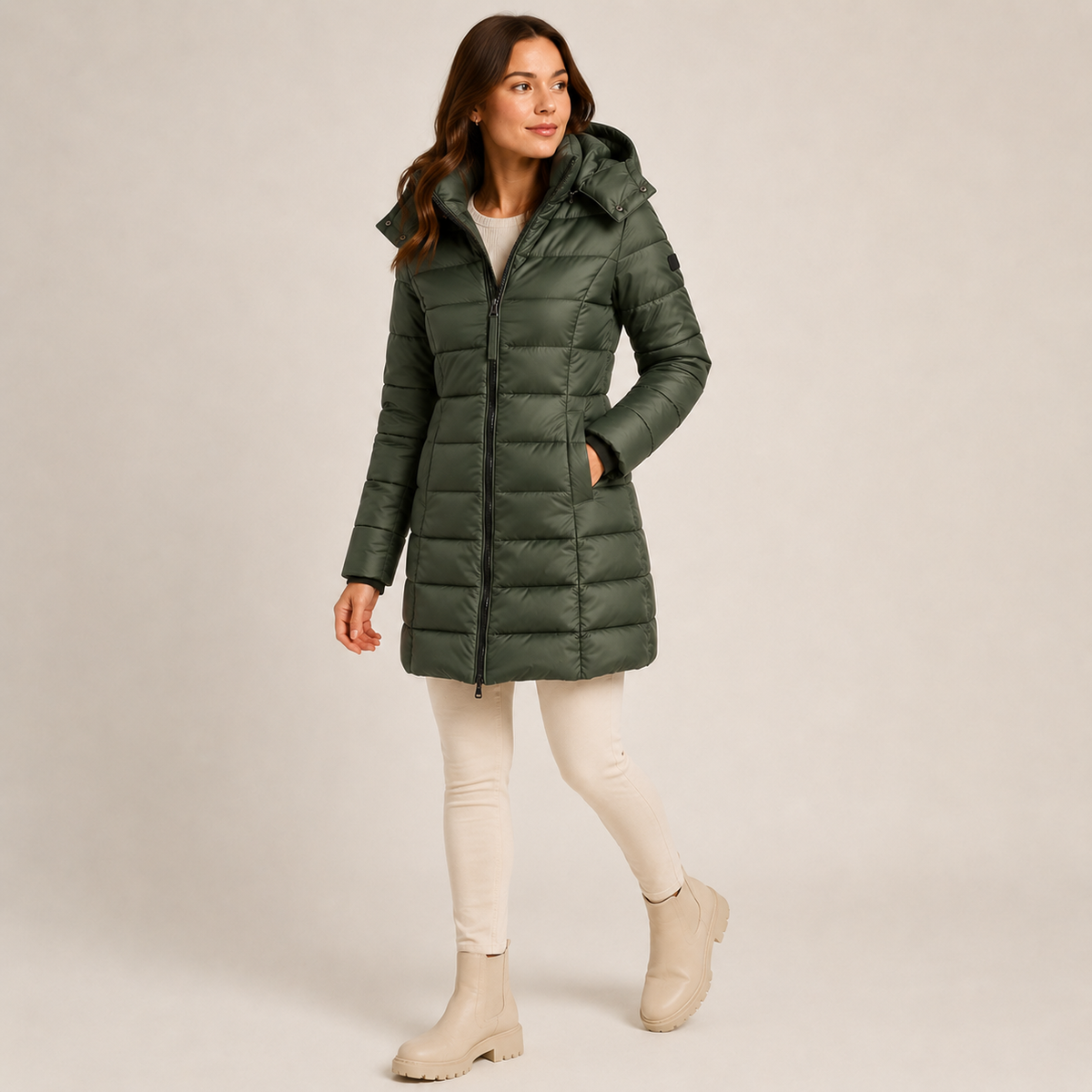Julietta | Cosy Padded Jacket Women with Long Hooded Quilted Design