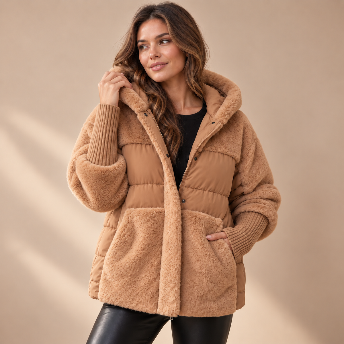 Apolline | Cosy Womens Puffer Jacket Hooded with Diamond Quilted Finish