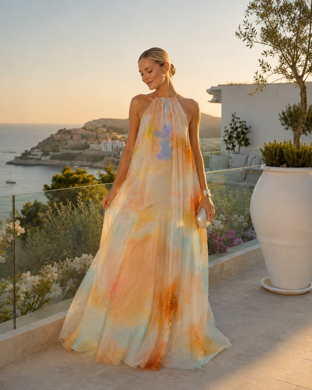 Solange – Backless Floral Maxi Dress for Summer Evenings