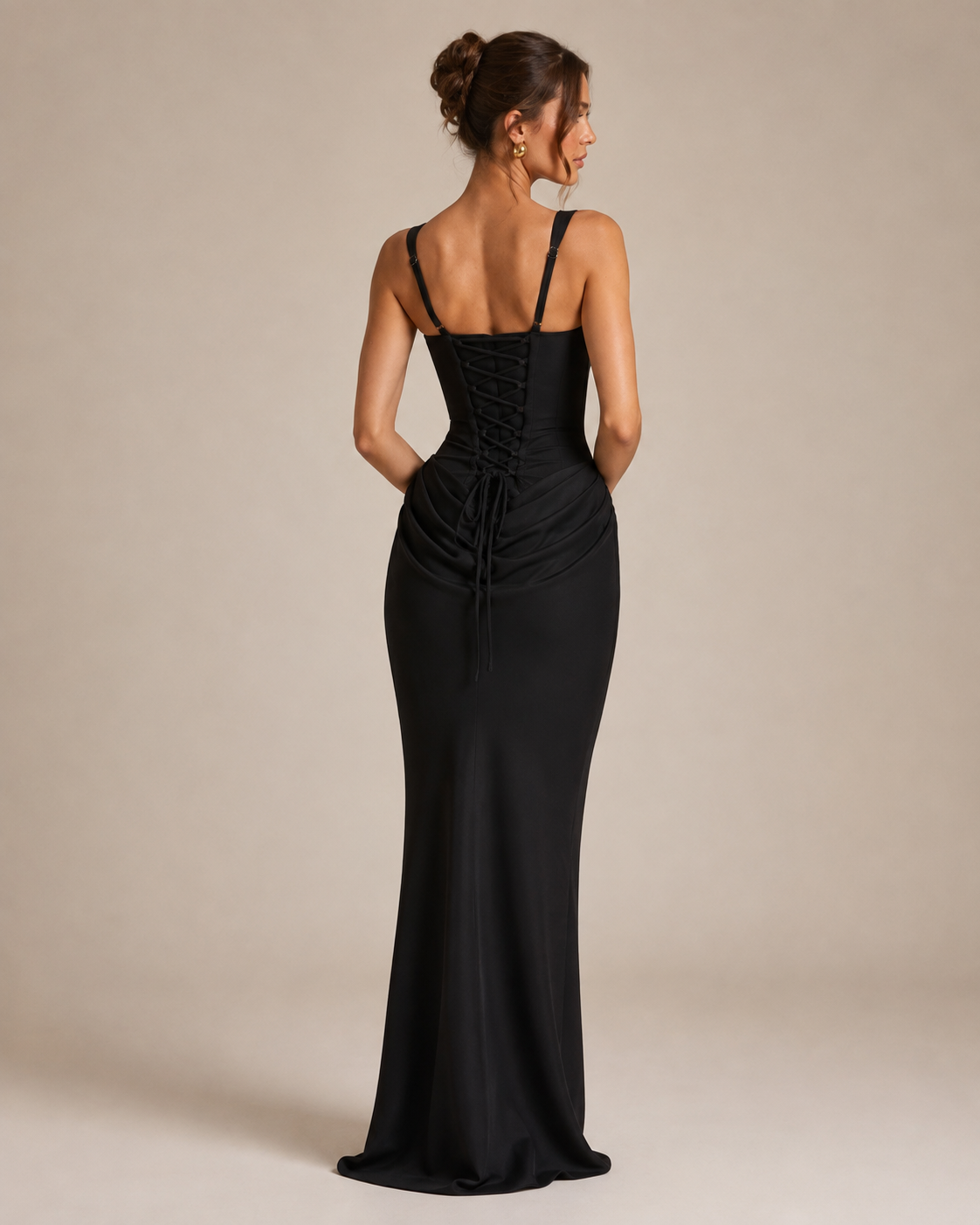 Coralie – Fitted Backless Maxi Dress in Stretch Jersey