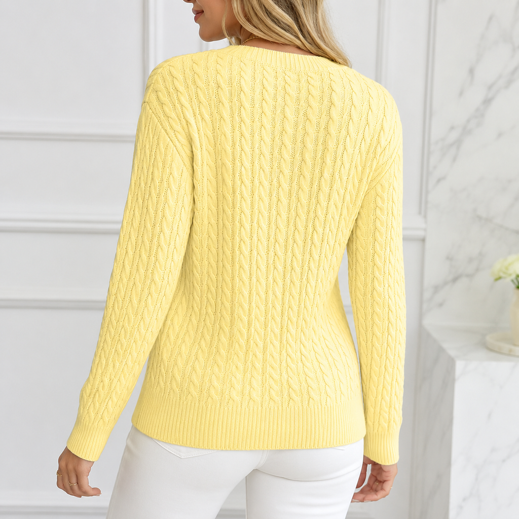 Anouk | Relaxed Cable-Knit Round Neck Sweater for Women
