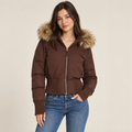 Florienne | Chic Women’s Cropped Puffer Jacket with Faux Fur Collar