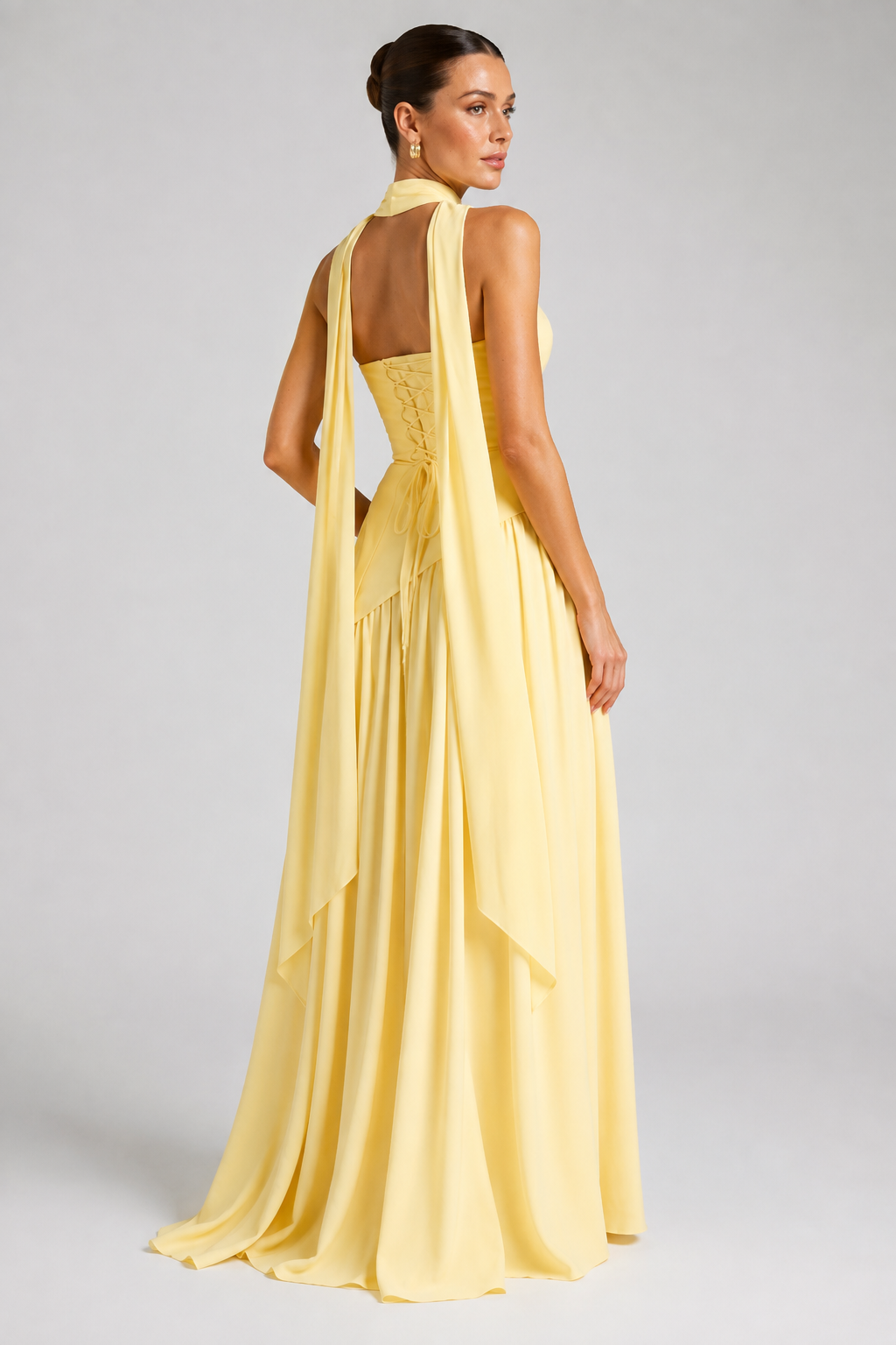 Vivienne – Structured Corset Maxi Dress with High Slit