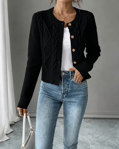 Cecilia | Cable-Knit Button-Front Cardigan for Women