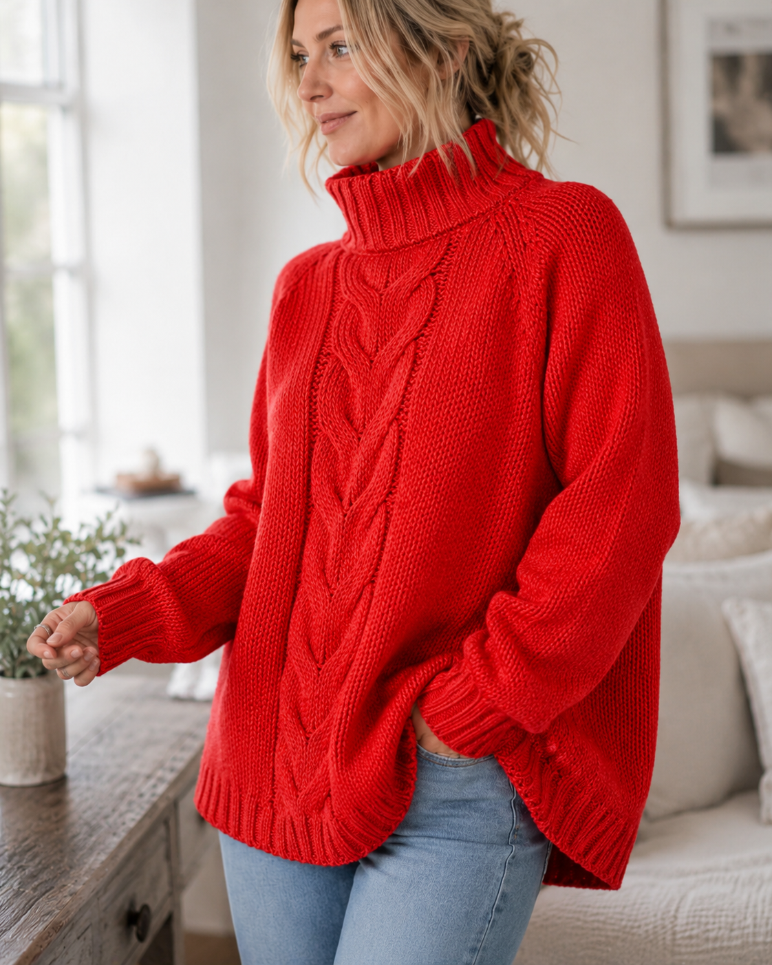 Marguerite | Cable-Knit High-Neck Sweater for Women