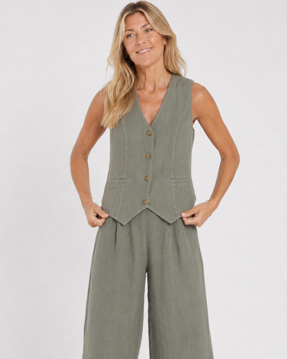 Rosalind | Tailored Sleeveless Vest & Wide-Leg Trouser Set