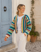 Odalys – Rainbow Striped Knit Cardigan with Front Pockets