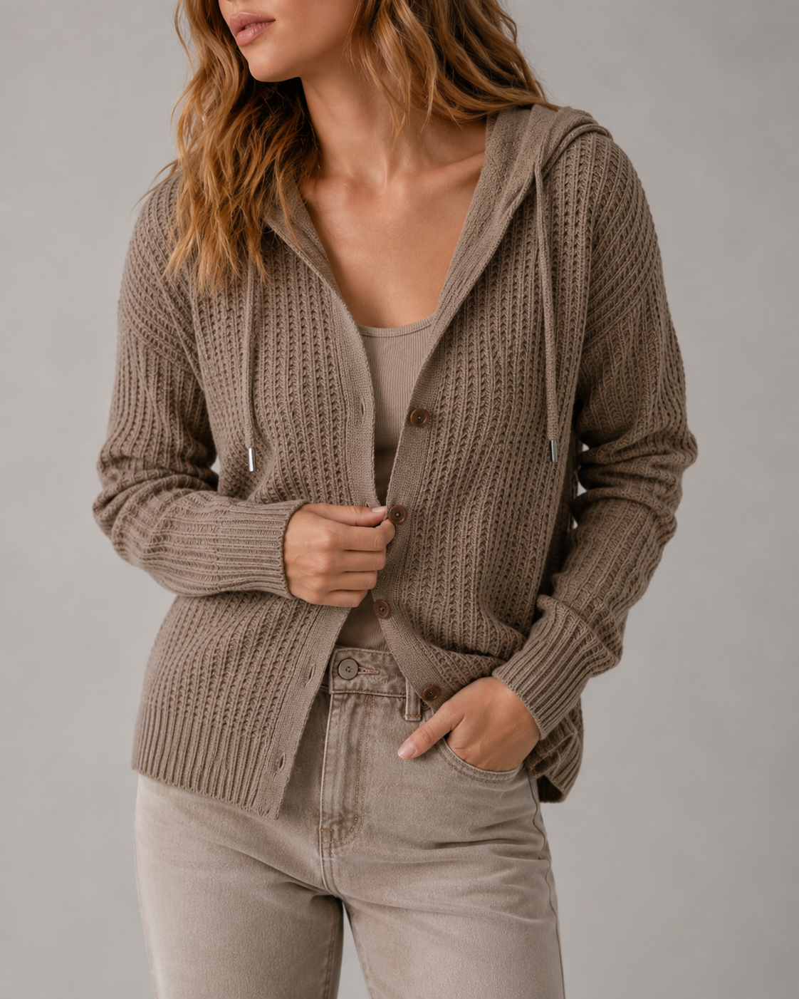 Rosalind | Hooded Textured Cardigan for Women