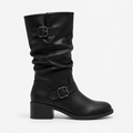 Velisse | Chic Knee High Boots for Women with Heel & Statement Buckle Detail