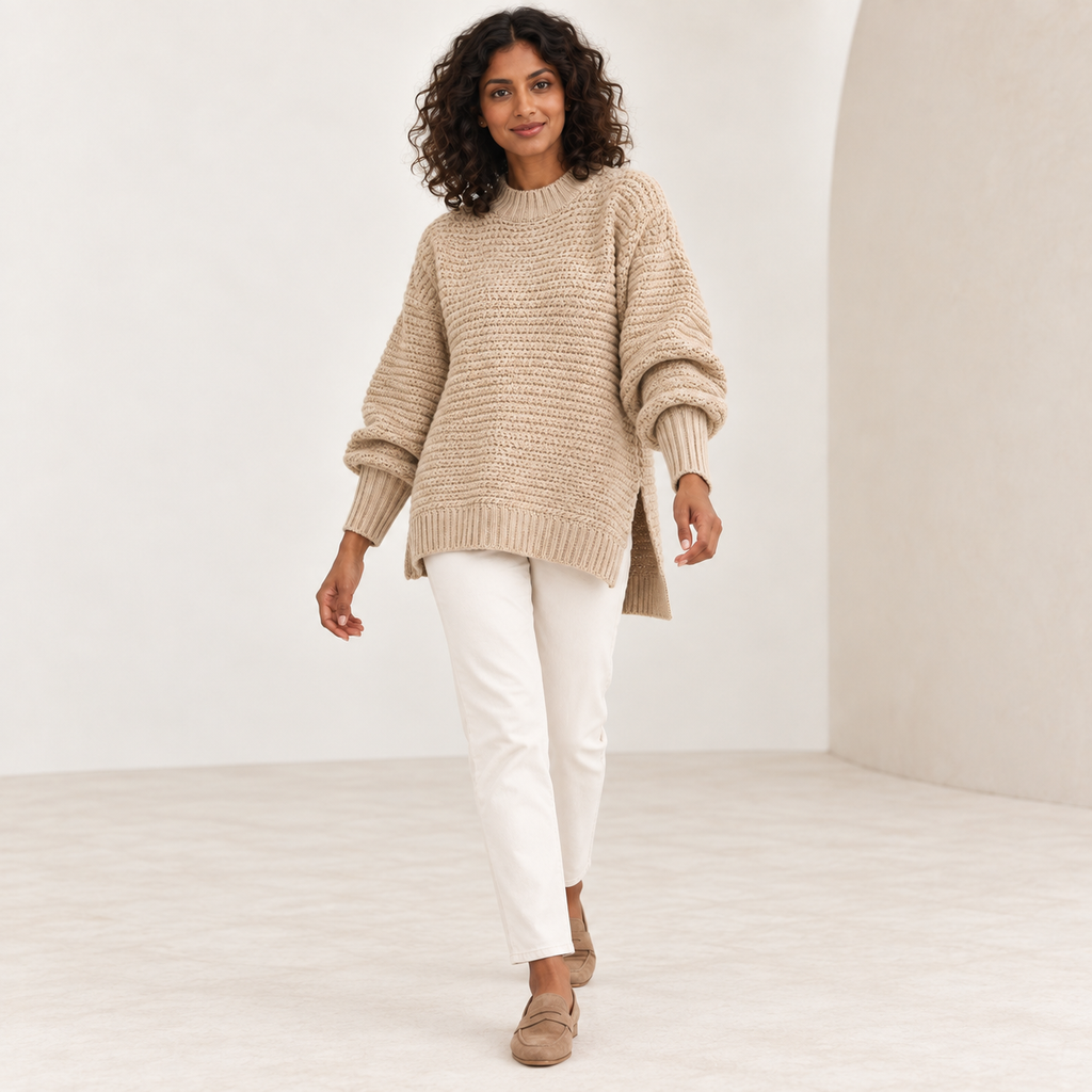 Liliane | Effortless Oversized Jumper for Women with Minimal High-Neck Silhouette
