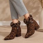 Marisol | Leopard Print Block-Heel Ankle Boots for Women