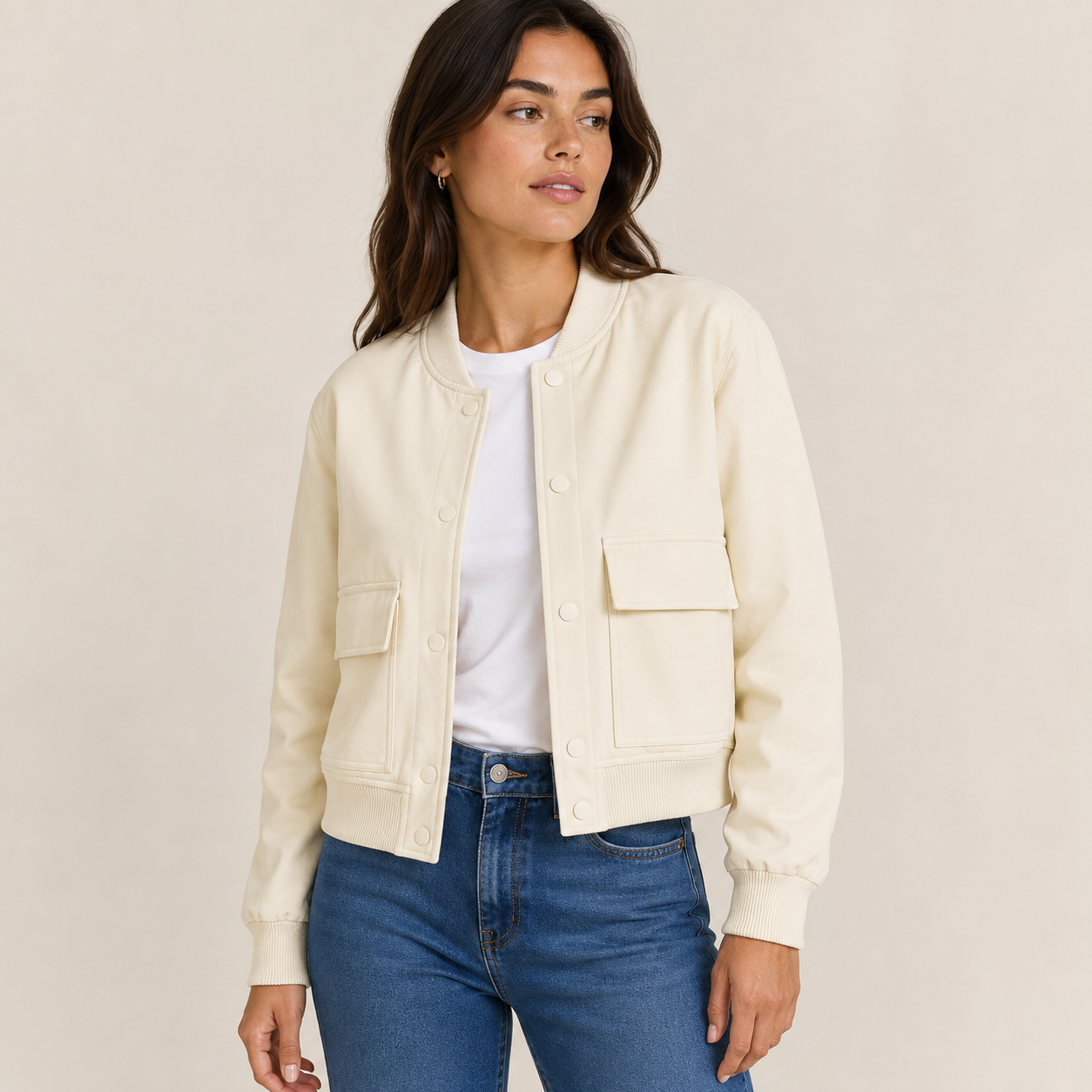 Rosalind – Lightweight Bomber Jacket with Ribbed Trims