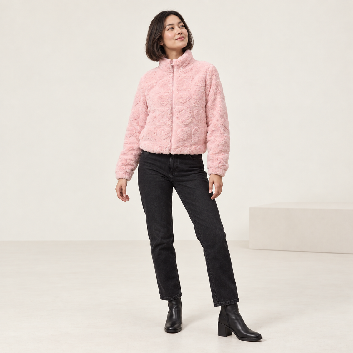 Alouette | Cosy Teddy Coat for Women with Textured Zip-Front Finish