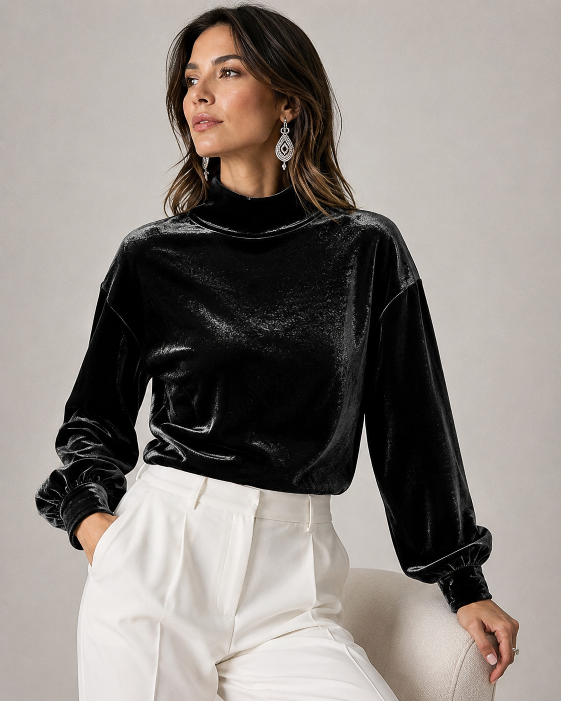 Rosamund | Elegant Mock Neck Blouse for Women