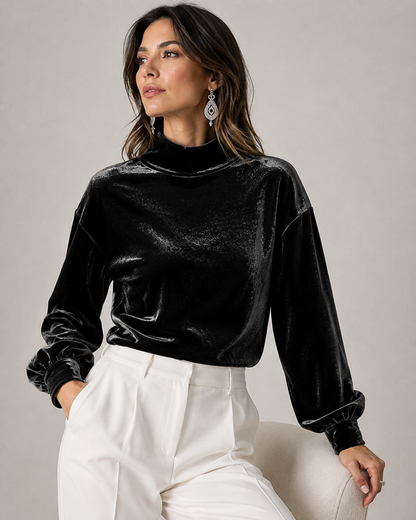 Rosamund | Elegant Mock Neck Blouse for Women