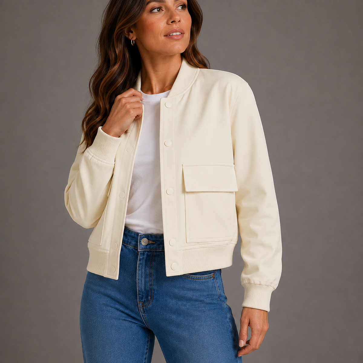 Rosalind – Lightweight Bomber Jacket with Ribbed Trims