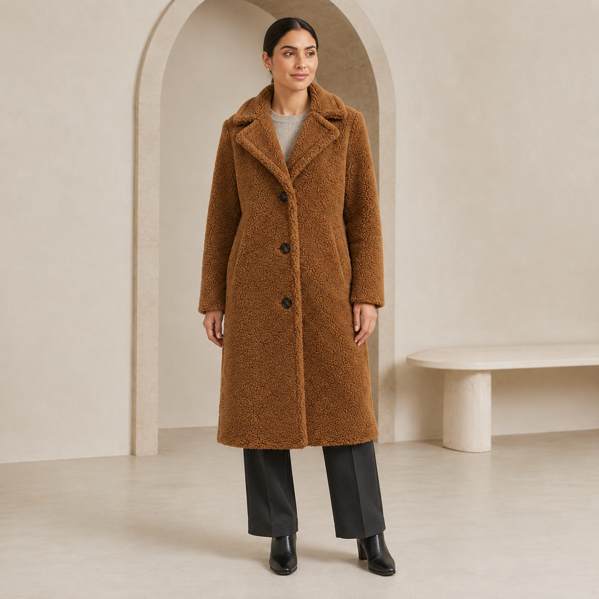 Berenice | Elegant Oversized Long Teddy Coat for Women