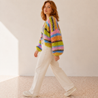 Zelie | Chic Chunky Knit Cardigan for Women with Multicolour Stripes